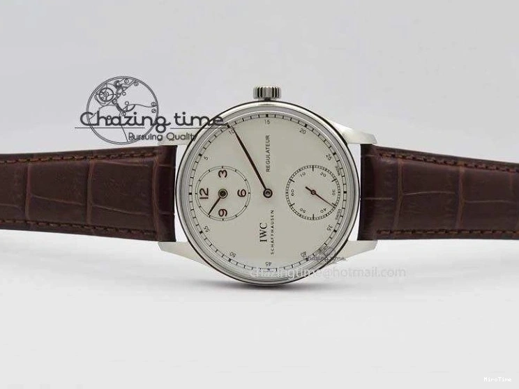 MIROTIME 0511 Sustainable Portuguese IW5444 SS White Dial RG Numbers On Brown Leather Strap A 7256